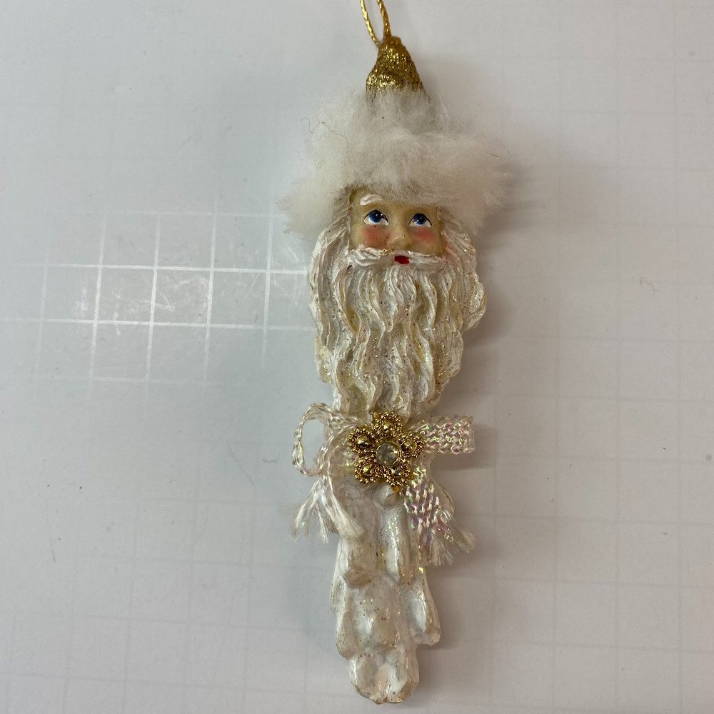 Glitter white gold Santa Claus beard ornament